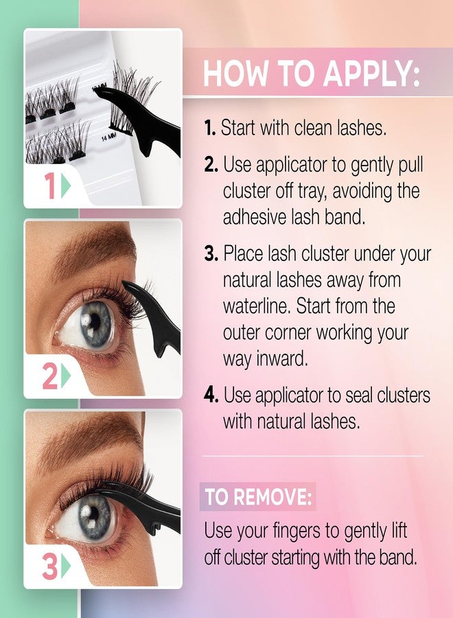 Ardell Press On Pre-Glued Eyelash Extension - Wispies Volume, Customizable DIY Lash Clusters, All-Day Wear, 12mm and 14mm Individual Lashes, 12 Count - Image 5